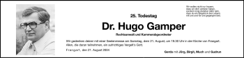 Traueranzeige von Hugo Gamper von Dolomiten