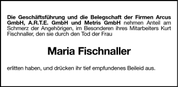 Traueranzeige von Maria Fischnaller von Dolomiten