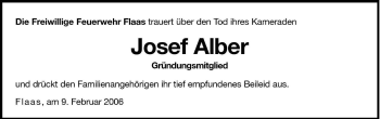 Traueranzeige von Josef Alber von Dolomiten