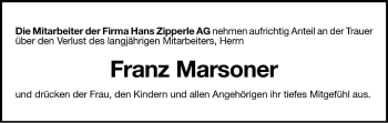 Traueranzeige von Franz Marsoner von Dolomiten