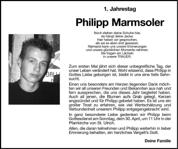 Traueranzeige von Philipp Marmsoler von Dolomiten