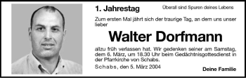Traueranzeige von Walter Dorfmann von Dolomiten