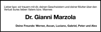 Traueranzeige von Gianni Marzola von Dolomiten