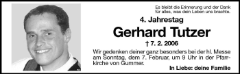 Traueranzeige von Gerhard Tutzer von Dolomiten