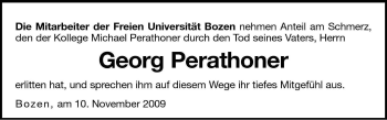 Traueranzeige von Georg Perathoner von Dolomiten