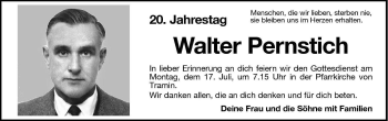 Traueranzeige von Walter Pernstich von Dolomiten