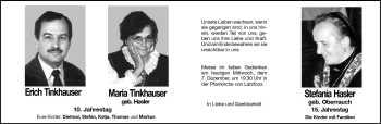 Traueranzeige von Maria Tinkhauser von Dolomiten