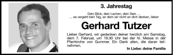 Traueranzeige von Gerhard Tutzer von Dolomiten