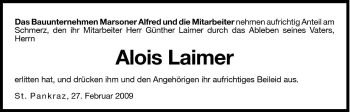 Traueranzeige von Alois Laimer von Dolomiten