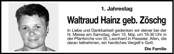 Traueranzeige von Waltraud Hainz von Dolomiten