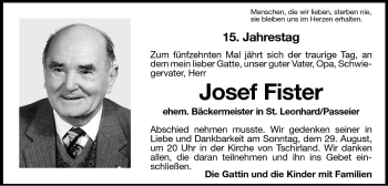 Traueranzeige von Josef Fister von Dolomiten