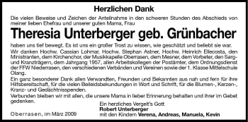 Traueranzeige von Theresia Unterberger von Dolomiten