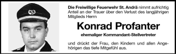 Traueranzeige von Konrad Profanter von Dolomiten
