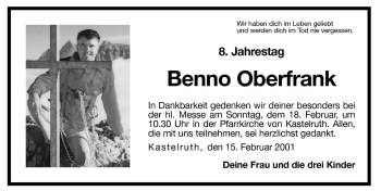 Traueranzeige von Benno Oberfrank von Dolomiten