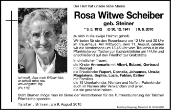 Traueranzeige von Rosa Witwe Scheiber von Dolomiten