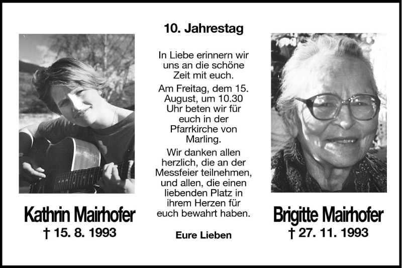  Traueranzeige für Kathrin Mairhofer vom 13.08.2003 aus Dolomiten