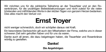 Traueranzeige von Ernst Troyer von Dolomiten