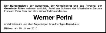 Traueranzeige von Werner Perini von Dolomiten