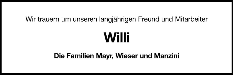  Traueranzeige für Willi  vom 06.06.2003 aus Dolomiten