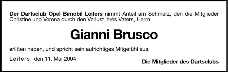  Traueranzeige für Gianni Brusco vom 12.05.2004 aus Dolomiten