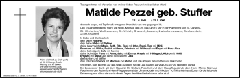 Traueranzeige von Matilde Pezzei von Dolomiten