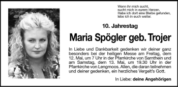 Traueranzeige von Maria Spögler von Dolomiten