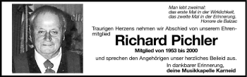 Traueranzeige von Richard Pichler von Dolomiten
