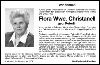 Traueranzeige von Flora Christanell von Dolomiten