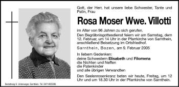 Traueranzeige von Rosa Villotti von Dolomiten
