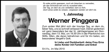 Traueranzeige von Werner Pinggera von Dolomiten