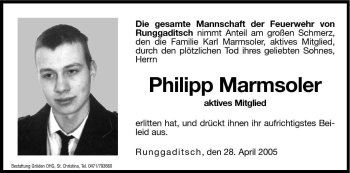 Traueranzeige von Philipp Marmsoler von Dolomiten