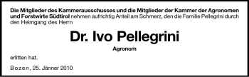 Traueranzeige von Ivo Pellegrini von Dolomiten