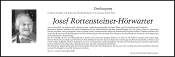 Traueranzeige von Josef Rottensteiner-Hörwarter von Dolomiten