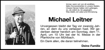 Traueranzeige von Michael Leitner von Dolomiten