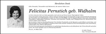 Traueranzeige von Felicitas Pernstich von Dolomiten