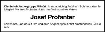 Traueranzeige von Josef Profanter von Dolomiten