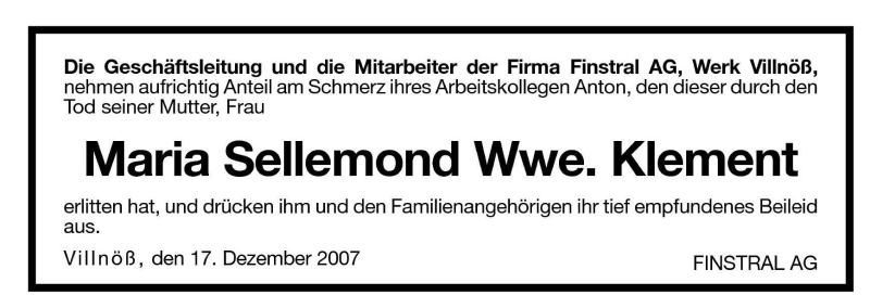  Traueranzeige für Maria Sellemond vom 18.12.2007 aus Dolomiten