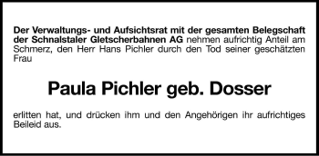 Traueranzeige von Paula Pichler von Dolomiten