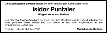 Traueranzeige von Isidor Puntaier von Dolomiten