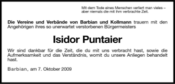 Traueranzeige von Isidor Puntaier von Dolomiten