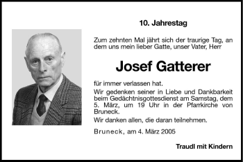 Traueranzeige von Josef Gatterer von Dolomiten