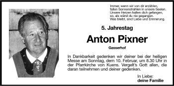 Traueranzeige von Anton Pixner von Dolomiten