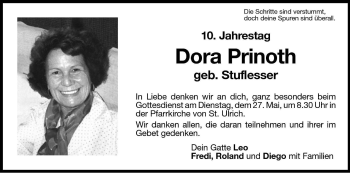 Traueranzeige von Dora Prinoth von Dolomiten