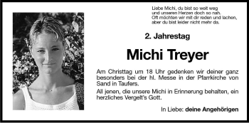 Traueranzeige von Michaela Treyer von Dolomiten