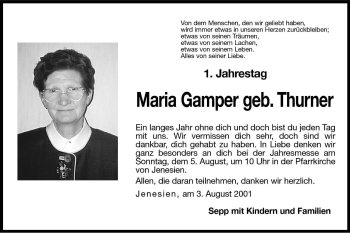 Traueranzeige von Maria Gamper von Dolomiten
