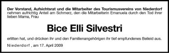 Traueranzeige von Bice Elli Silvestri von Dolomiten