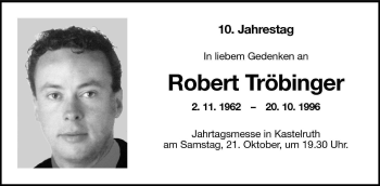 Traueranzeige von Robert Tröbinger von Dolomiten