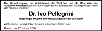 Traueranzeige von Ivo Pellegrini von Dolomiten