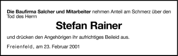 Traueranzeige von Stefan Rainer von Dolomiten