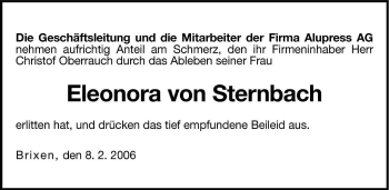 Traueranzeige von Eleonora  von Sternbach zu Stock und Luttach von Dolomiten